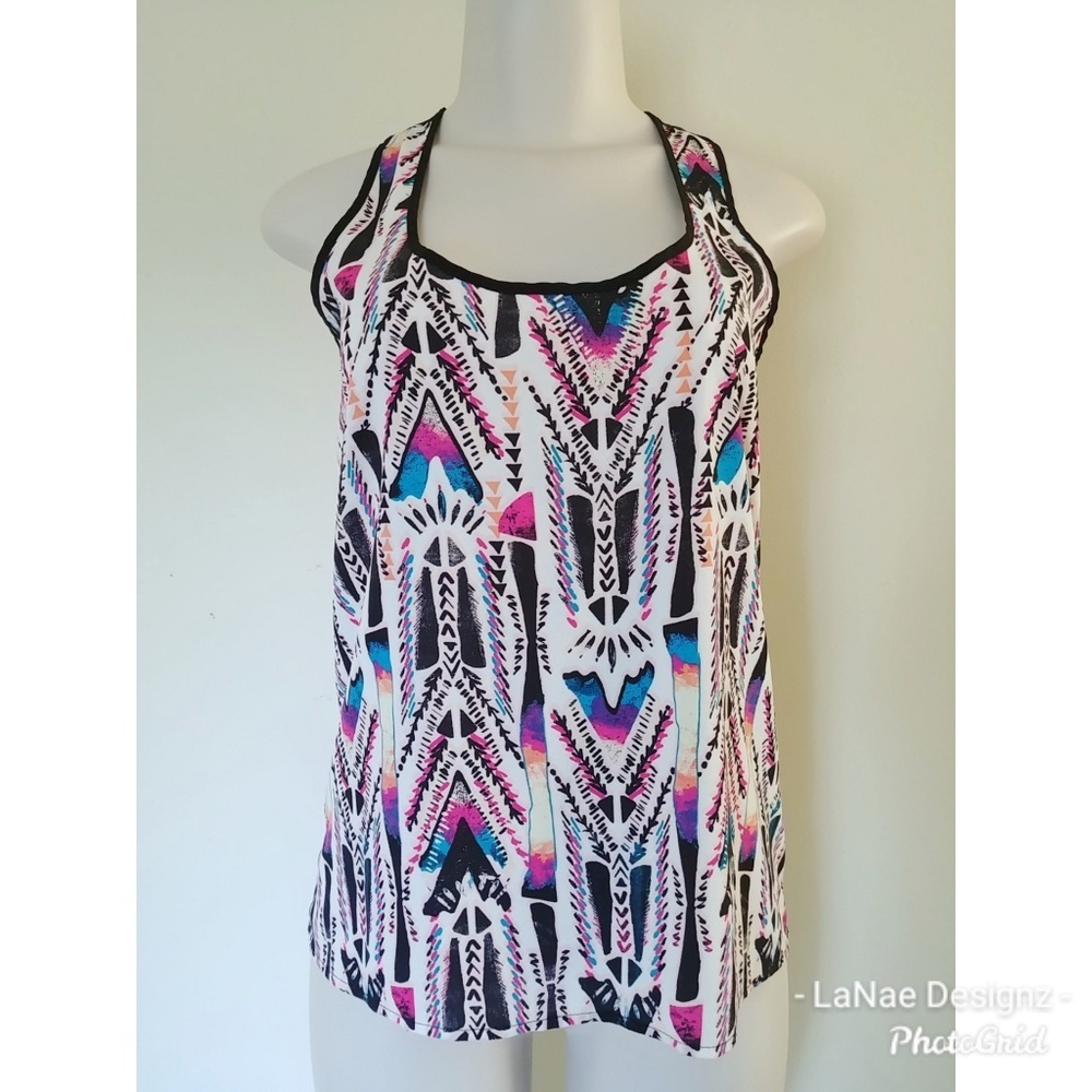 Colorful Print Racerback Blouse